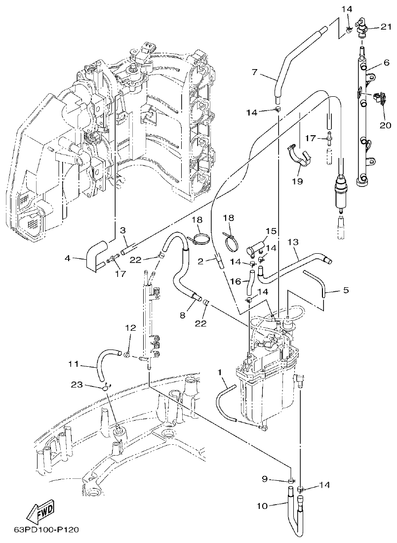 Yamaha F150DET, FL150DET FUEL INJECTION PUMP 2 parts diagram